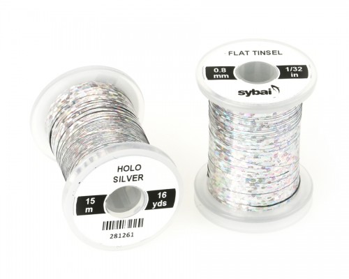 Flat Tinsel, 0.8 mm, Holographic Silver